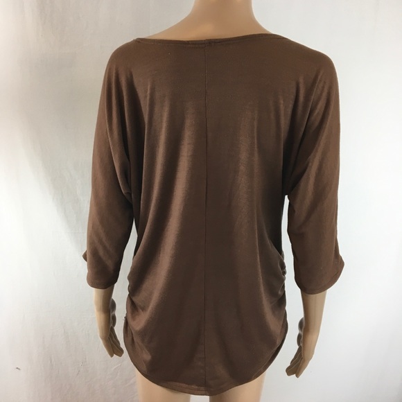 My LIL Bump. Maternity Shirt Brown w Bling ruched - Picture 2 of 8